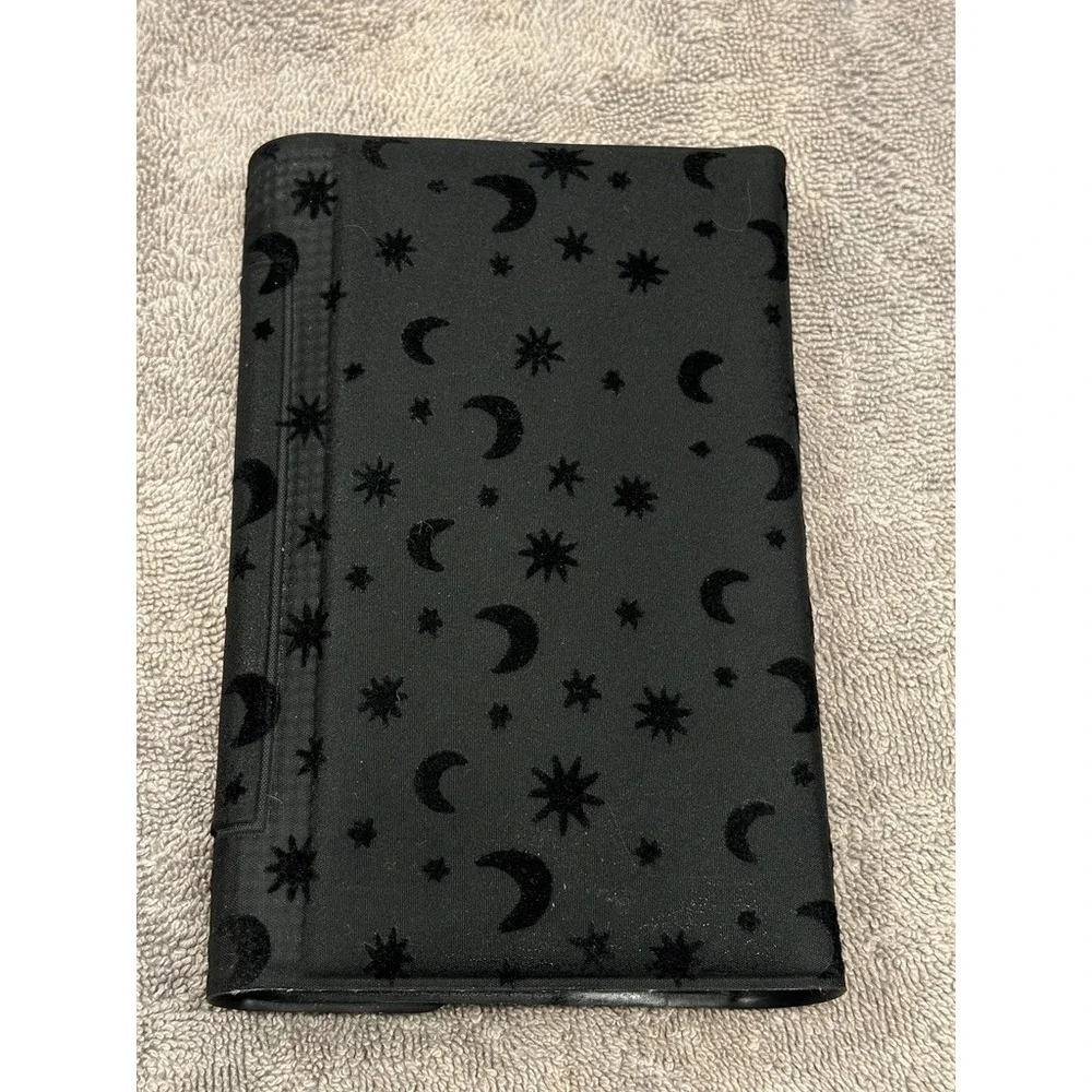 Vtg Black Celestial Moon Stars Planner Cover Organizer Agenda Binder Folio Case